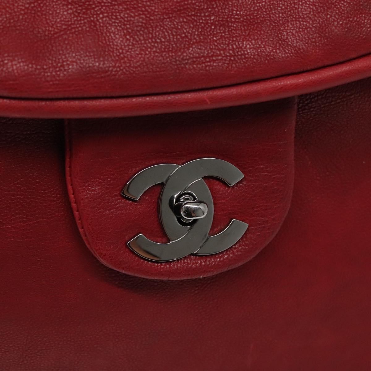 Chanel Vintage CC Turnlock Satchel Leather, RED, LEATHER, Travel bag