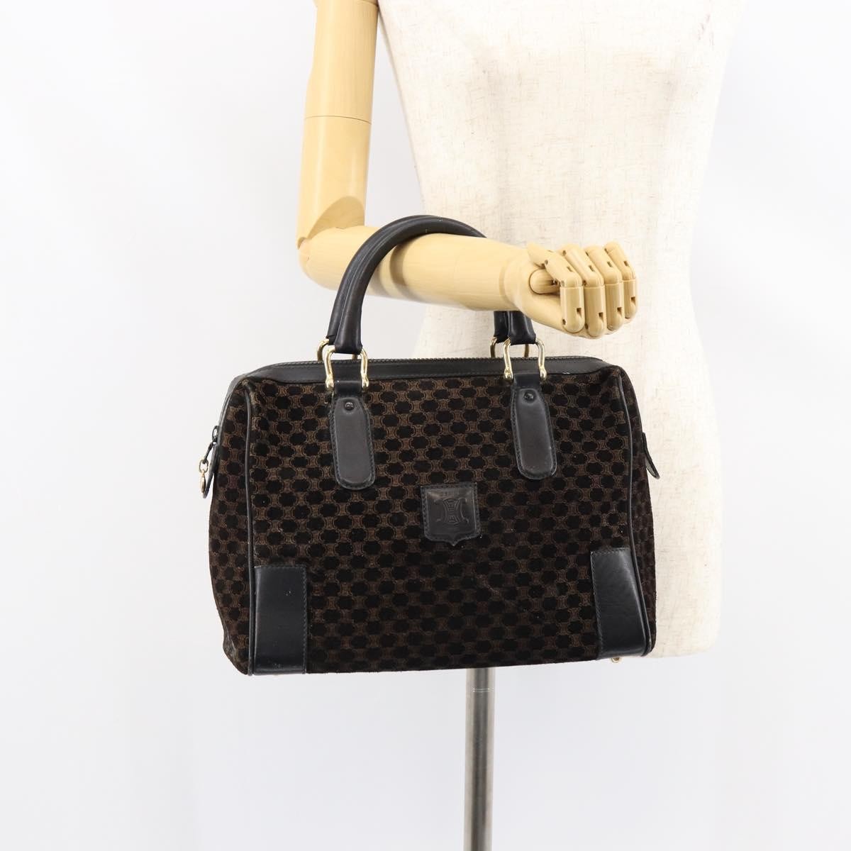 Celine Vintage Macadam Handbag C Macadam Suede, BLACK, SUEDE, Handbag