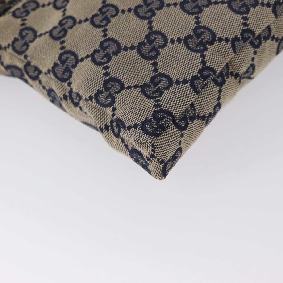 Gucci Vintage Double Belt Bag GG Canvas with Leather, NAVY, CANVAS, Clutche & pouche