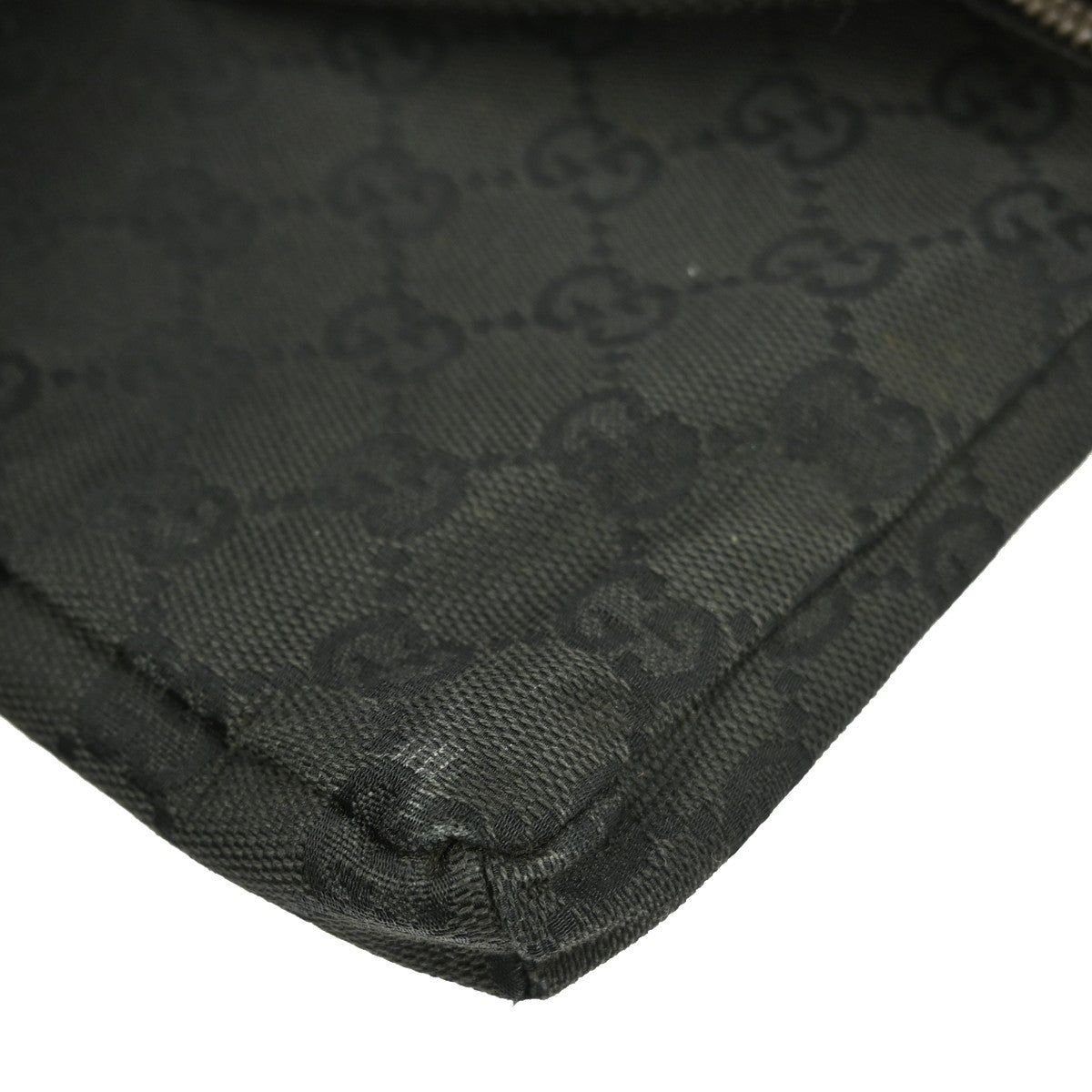 Gucci Vintage Double Belt Bag GG Canvas with Leather, BLACK, CANVAS, Shoulder bag