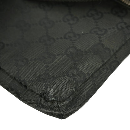 Gucci Vintage Double Belt Bag GG Canvas with Leather, BLACK, CANVAS, Shoulder bag