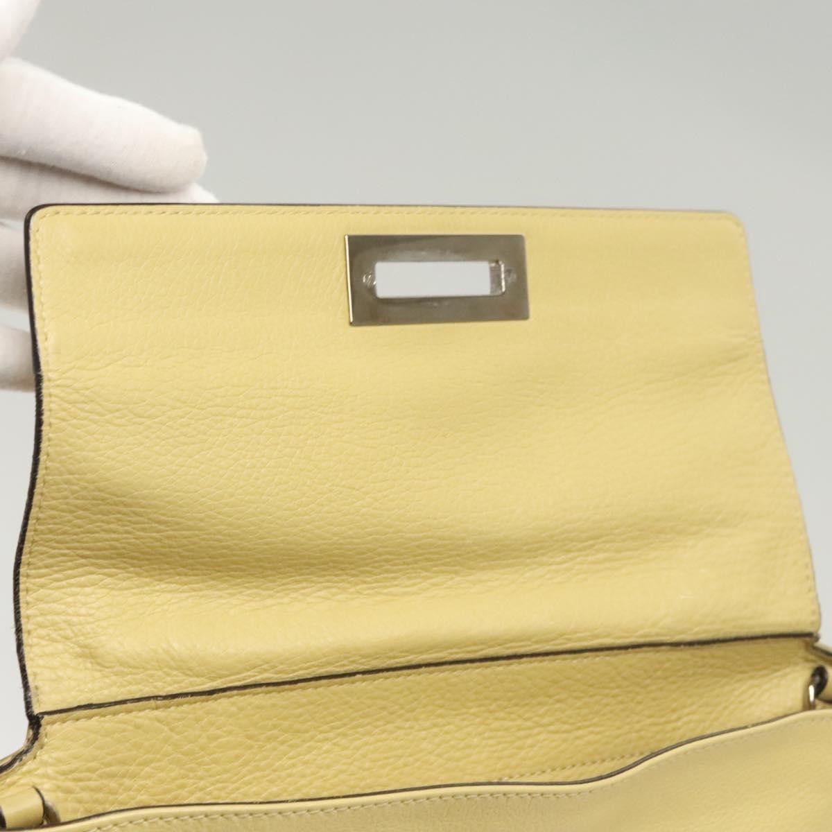Salvatore Ferragamo Gancini handbag Leather, YELLOW, LEATHER, Handbag