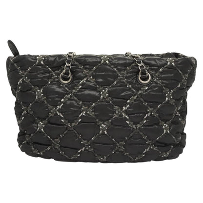 Chanel Tweed on Stitch Zip Tote Quilted Nylon, BLACK, NYLON, Shoulder bag