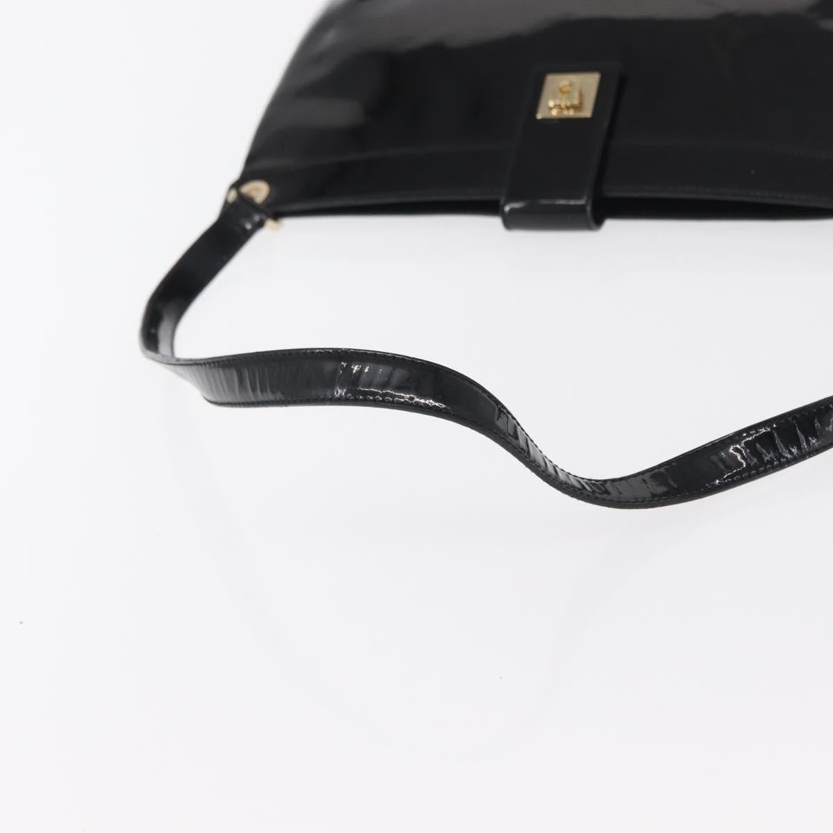 Salvatore Ferragamo Gancini Shoulder Bag Patent Leather, BLACK, PATENT_LEATHER, Shoulder bag