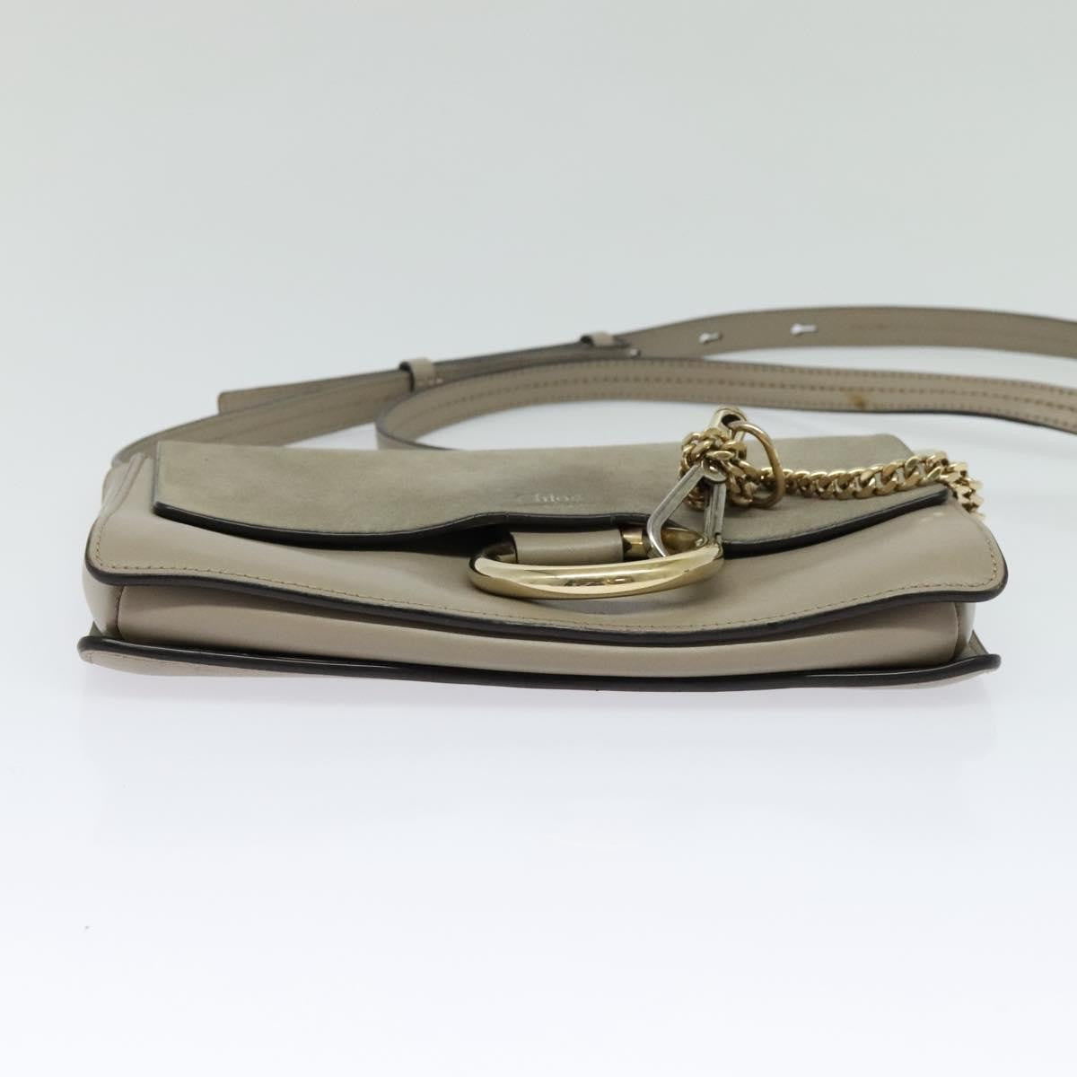 Chloe Faye Shoulder Bag Leather and Suede, Beige, Leather, Shoulder Bag