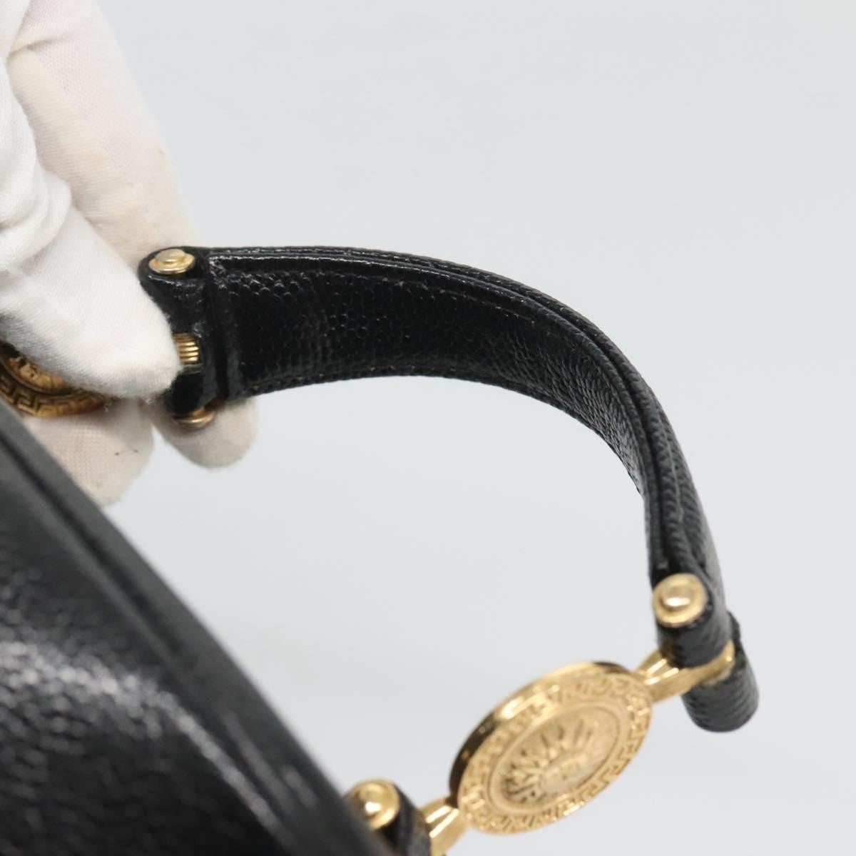 Versace Vanity Hand Bag Leather, BLACK, LEATHER, Handbag
