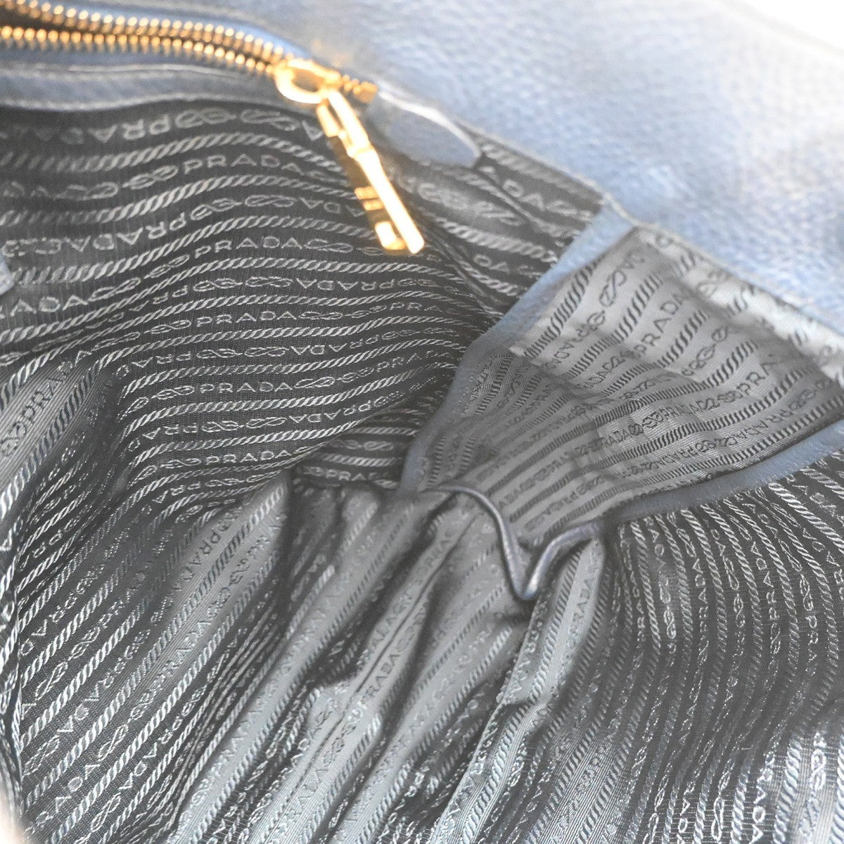 Prada Shopping Tote Vitello Daino, Navy, Leather, Tote Bag