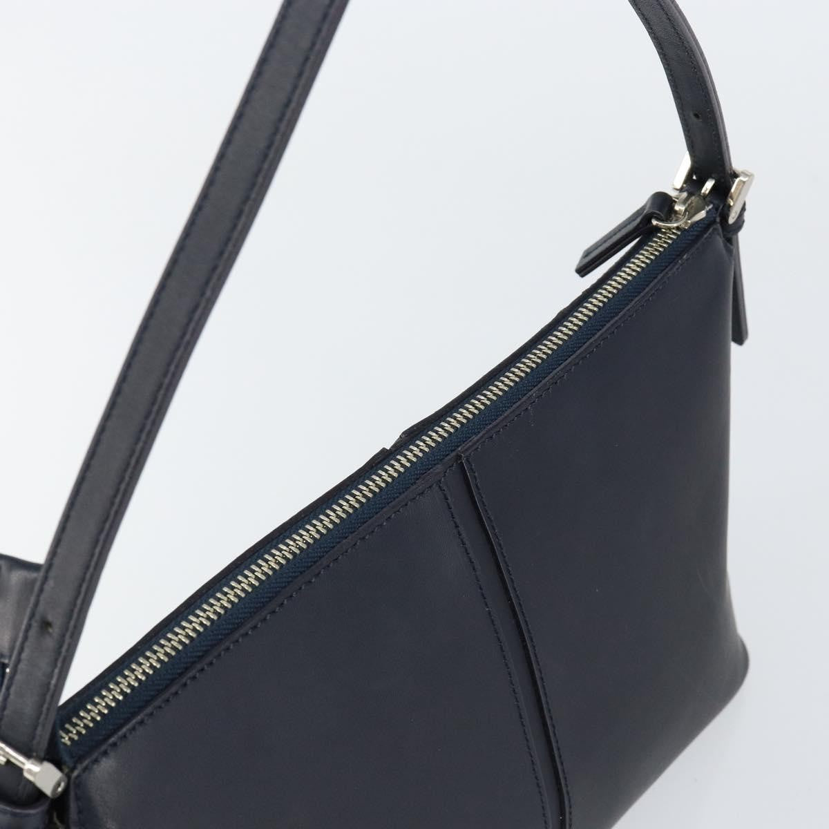 Burberry Vintage Shoulder Bag Leather, NAVY, LEATHER, Shoulder bag