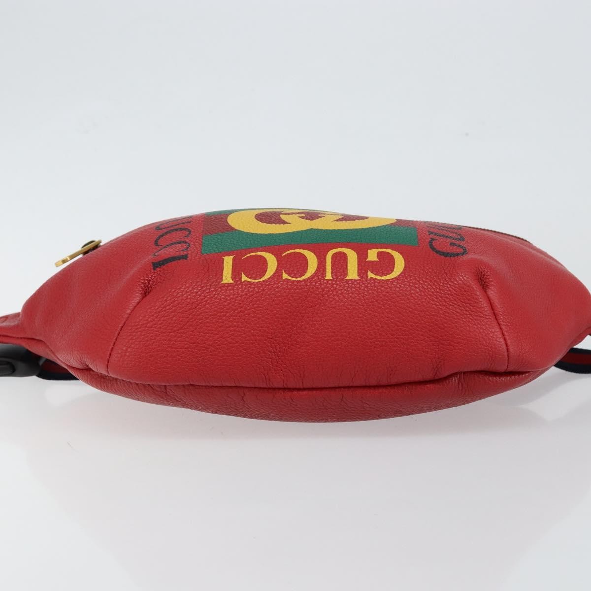 Gucci Logo Belt Bag Printed Leather, RED, LEATHER, Shoulder bag
