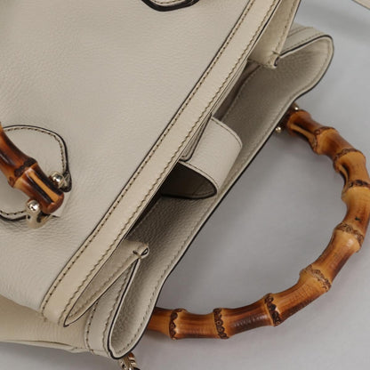 Gucci Diana Bamboo Top Handle Tote Leather, WHITE, LEATHER, Handbag
