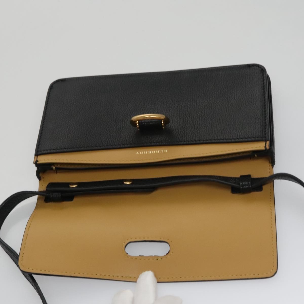 Burberry D-Ring Shoulder Bag Leather, BLACK, LEATHER, Shoulder bag