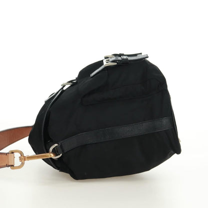 Prada Double Pocket Drawstring Shoulder Bag Tessuto, Black, Nylon, Shoulder Bag