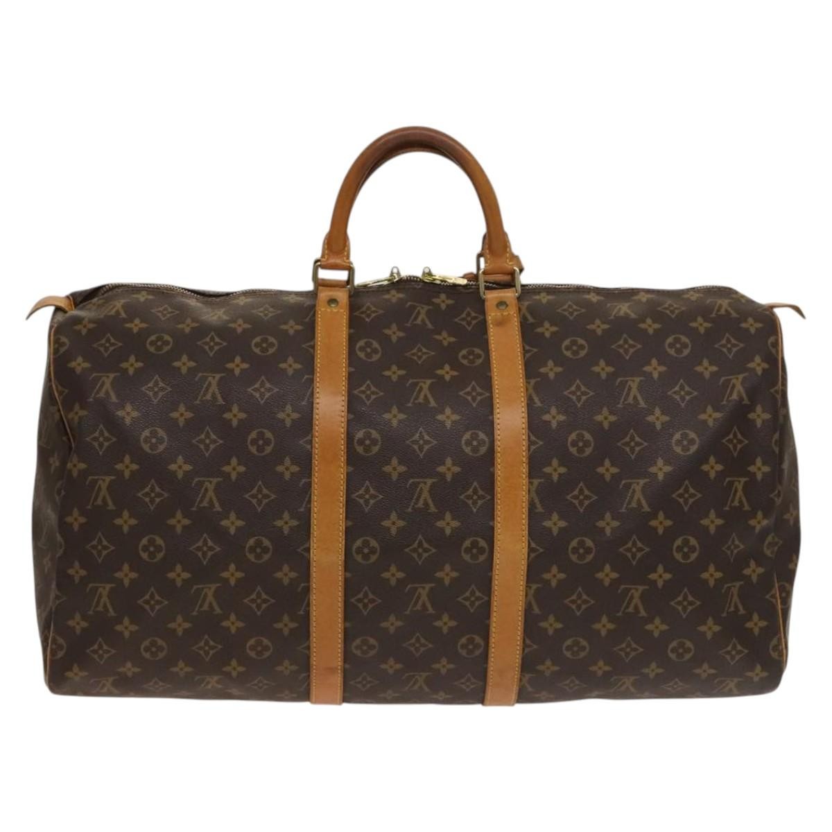 Louis Vuitton Keepall Bag Monogram Canvas, BROWN, CANVAS, Travel bag