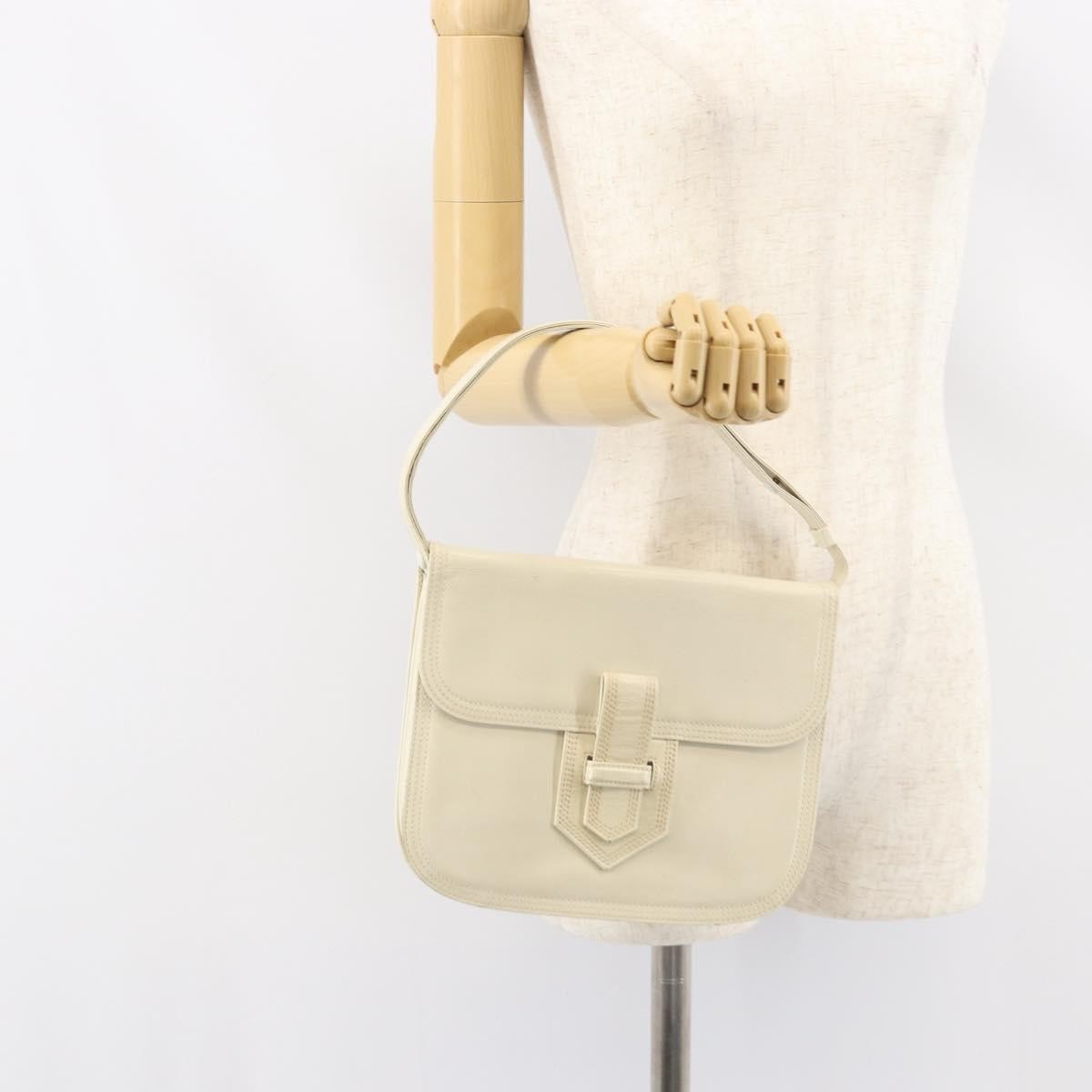 Saint Laurent Vintage Shoulder Bag Leather, WHITE, LEATHER, Shoulder bag