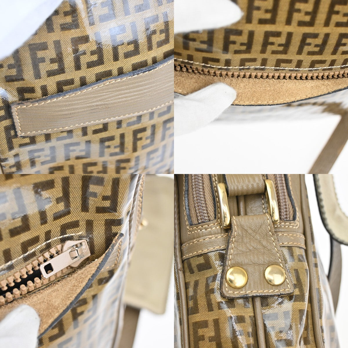 Fendi Camera Case Pattern Zucca, BROWN, CANVAS, Shoulder bag