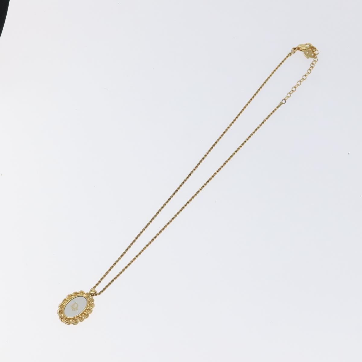 Christian Dior Vintage Logo Round Pendant Necklace Metal, GOLD, METAL, Necklace