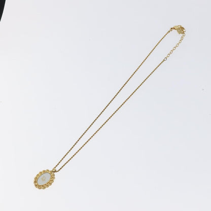 Christian Dior Vintage Logo Round Pendant Necklace Metal, GOLD, METAL, Necklace
