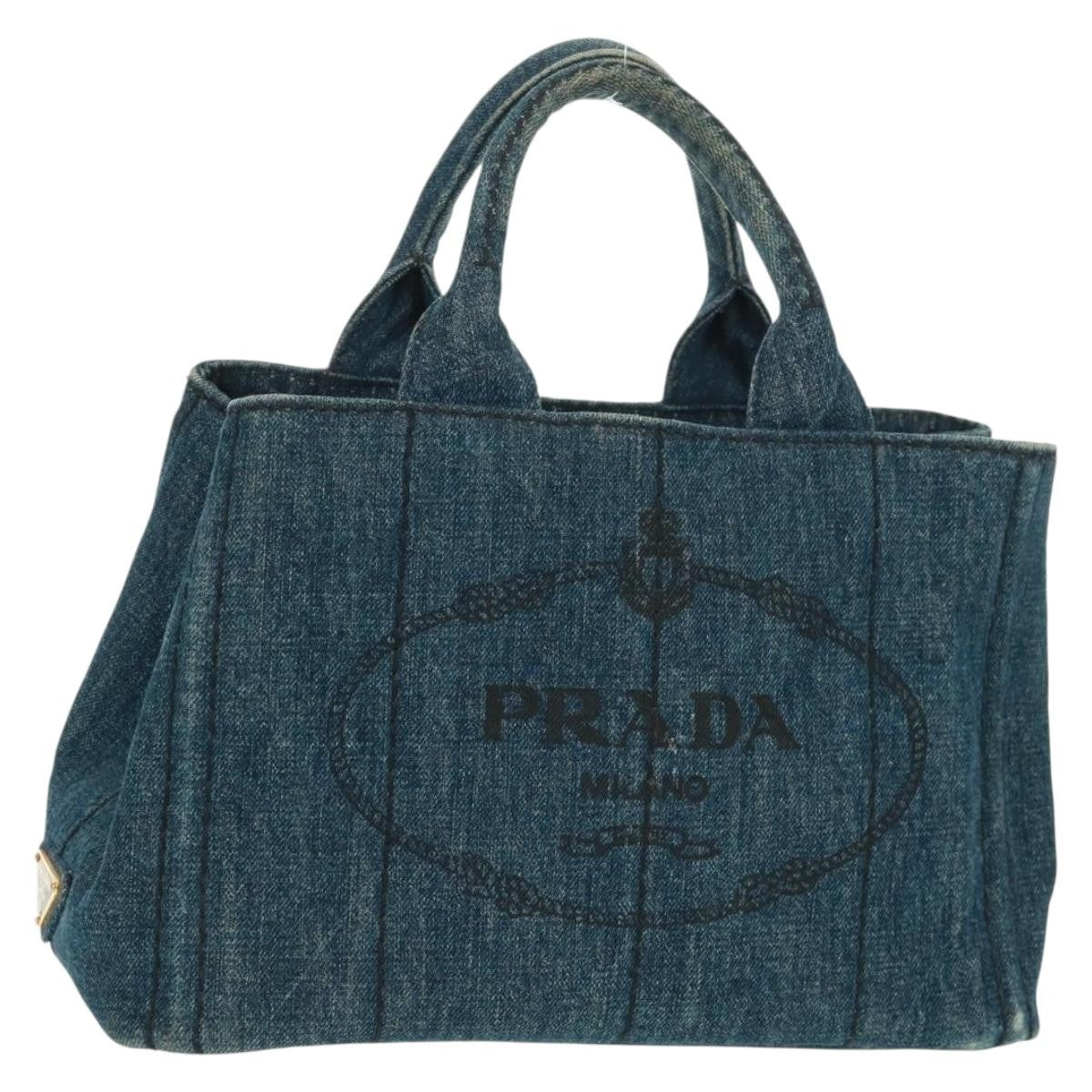 Prada Canapa Tote Denim, BLUE, DENIM_JEANS, Tote bag