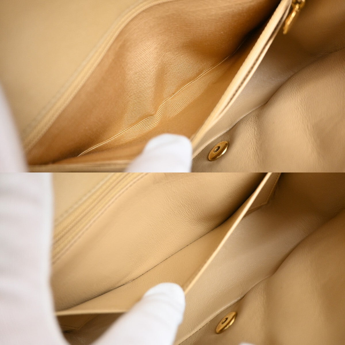 Chanel Vintage Diana Flap Bag Quilted Lambskin, BEIGE, LEATHER, Shoulder bag