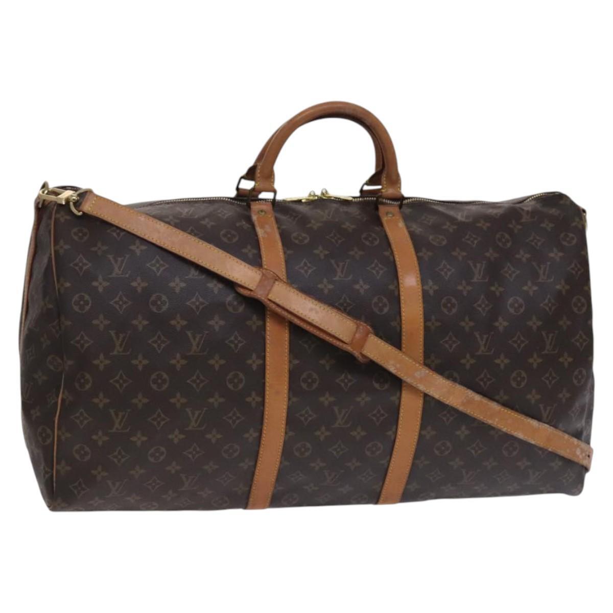 Louis Vuitton Keepall Bandouliere Bag Monogram Canvas, BROWN, CANVAS, Travel bag
