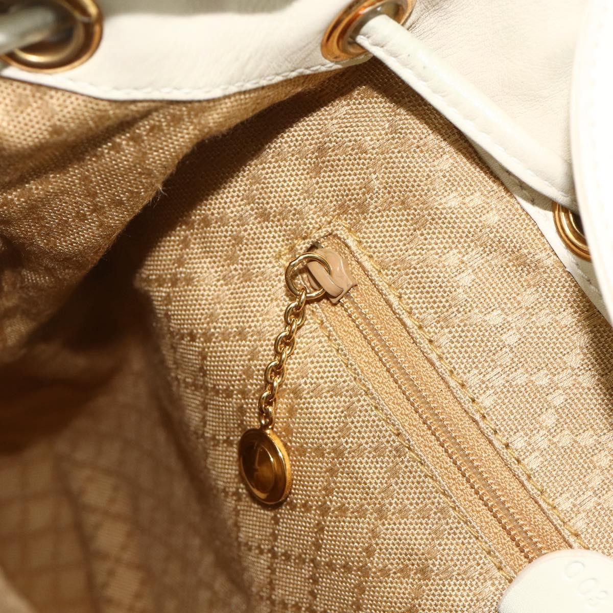 Gucci Vintage Bamboo Backpack Leather, White, Leather, Backpack