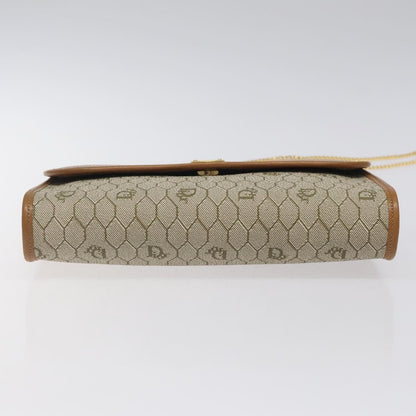 Christian Dior Vintage Honeycomb Flap Crossbody Bag Coated Canvas, BEIGE, CANVAS, Crossbody bag