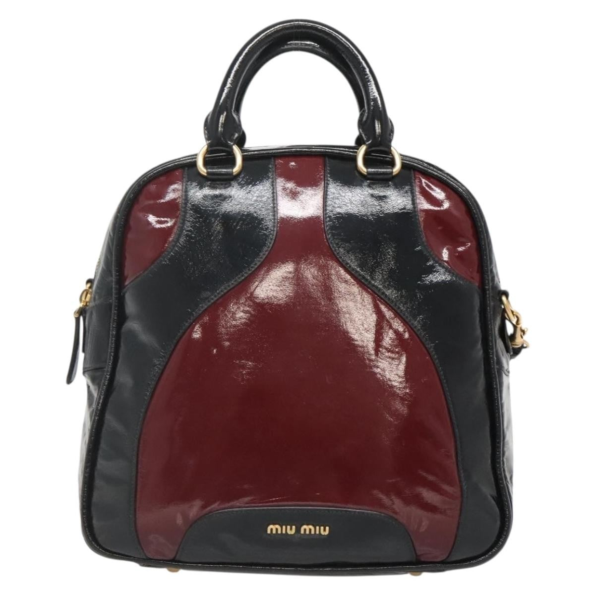 Miu Miu Convertible Satchel Bag Leather, BLACK, PATENT_LEATHER, Handbag