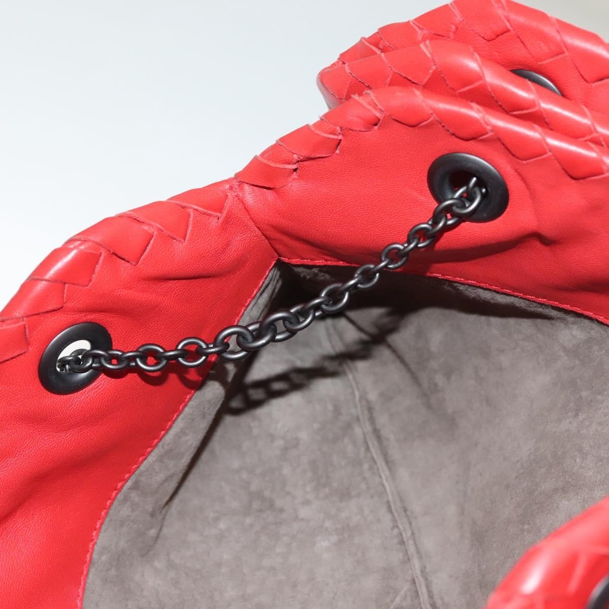 Bottega Veneta Intrecciato Leather, RED, LEATHER, Shoulder bag