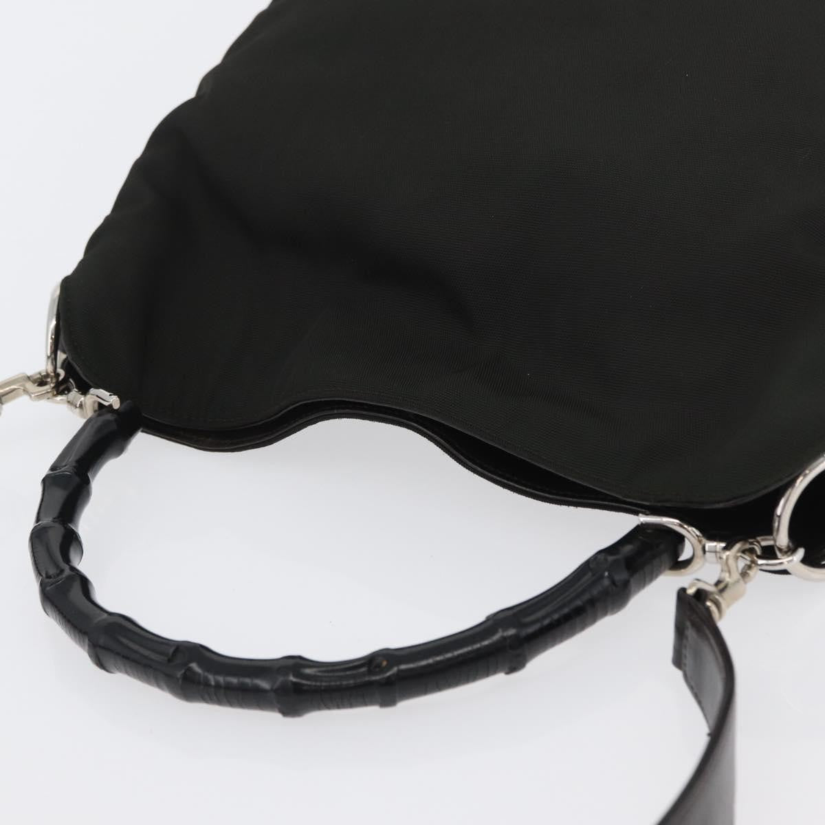 Gucci Vintage Bamboo Handle Bag Nylon, BLACK, NYLON, Handbag
