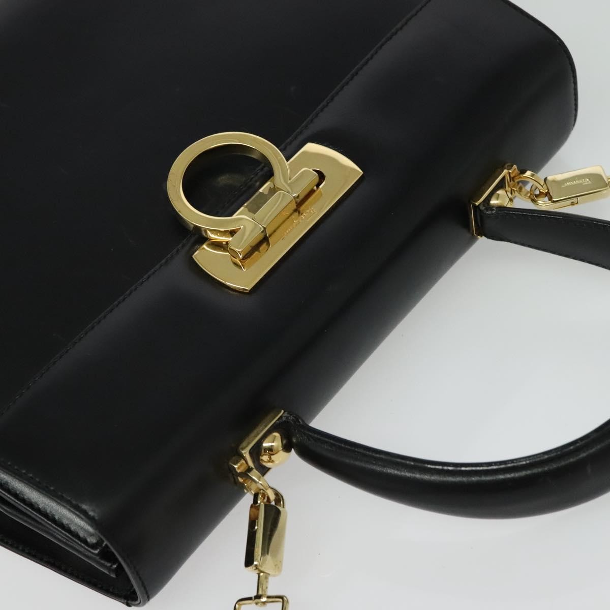 Salvatore Ferragamo Gancini Tote Leather, BLACK, LEATHER, Tote bag