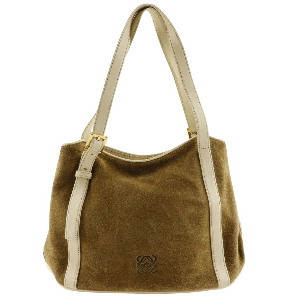 Loewe Anagram Shoulder Bag Suede, BROWN, SUEDE, Shoulder bag