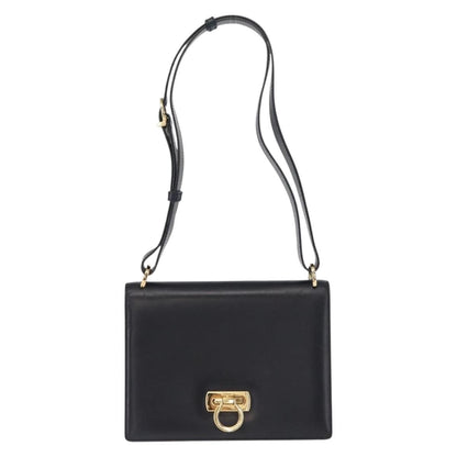 Salvatore Ferragamo Gancini Shoulder Bag Leather, NAVY, LEATHER, Shoulder bag