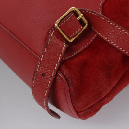 Gucci Vintage Bamboo Backpack Suede and Leather, Red, Suede, Backpack