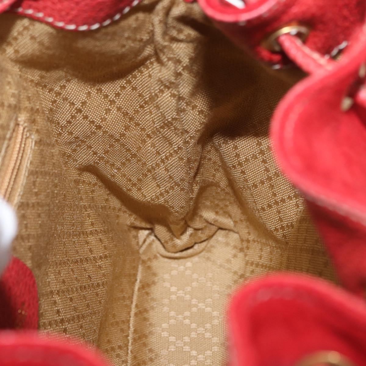 Gucci Vintage Bamboo Backpack Suede, RED, SUEDE, Backpack