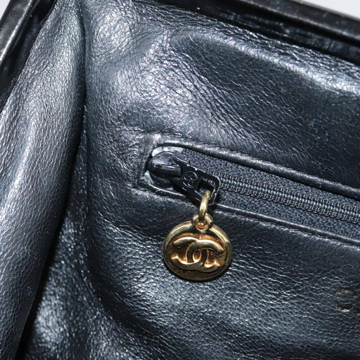 Chanel Vintage Chain Frame Bag Quilted Patent, BLACK, PATENT_LEATHER, Handbag
