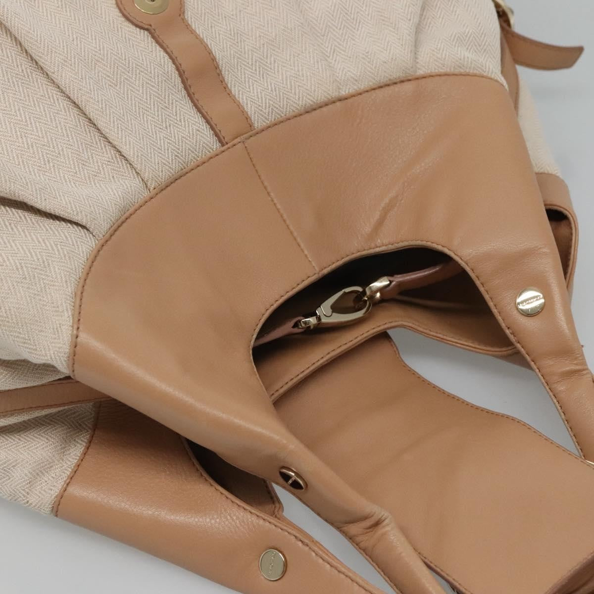 Bvlgari Chandra Hobo Canvas and Leather, Beige, Canvas, Tote Bag