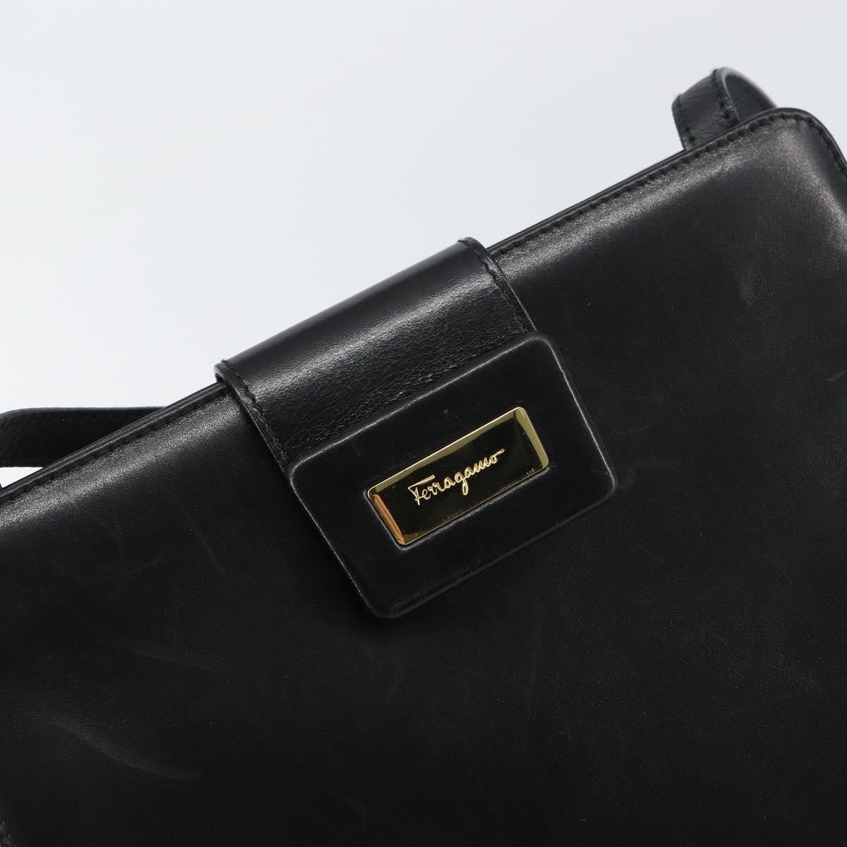 Salvatore Ferragamo Vintage Shoulder Bag Leather, BLACK, LEATHER, Shoulder bag