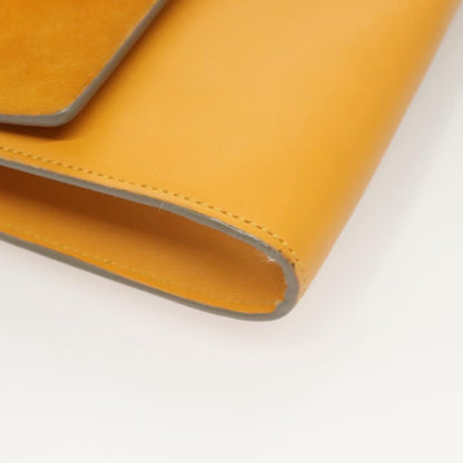 Chloe Faye Clutch Leather and Suede, YELLOW, LEATHER, Clutche & pouche