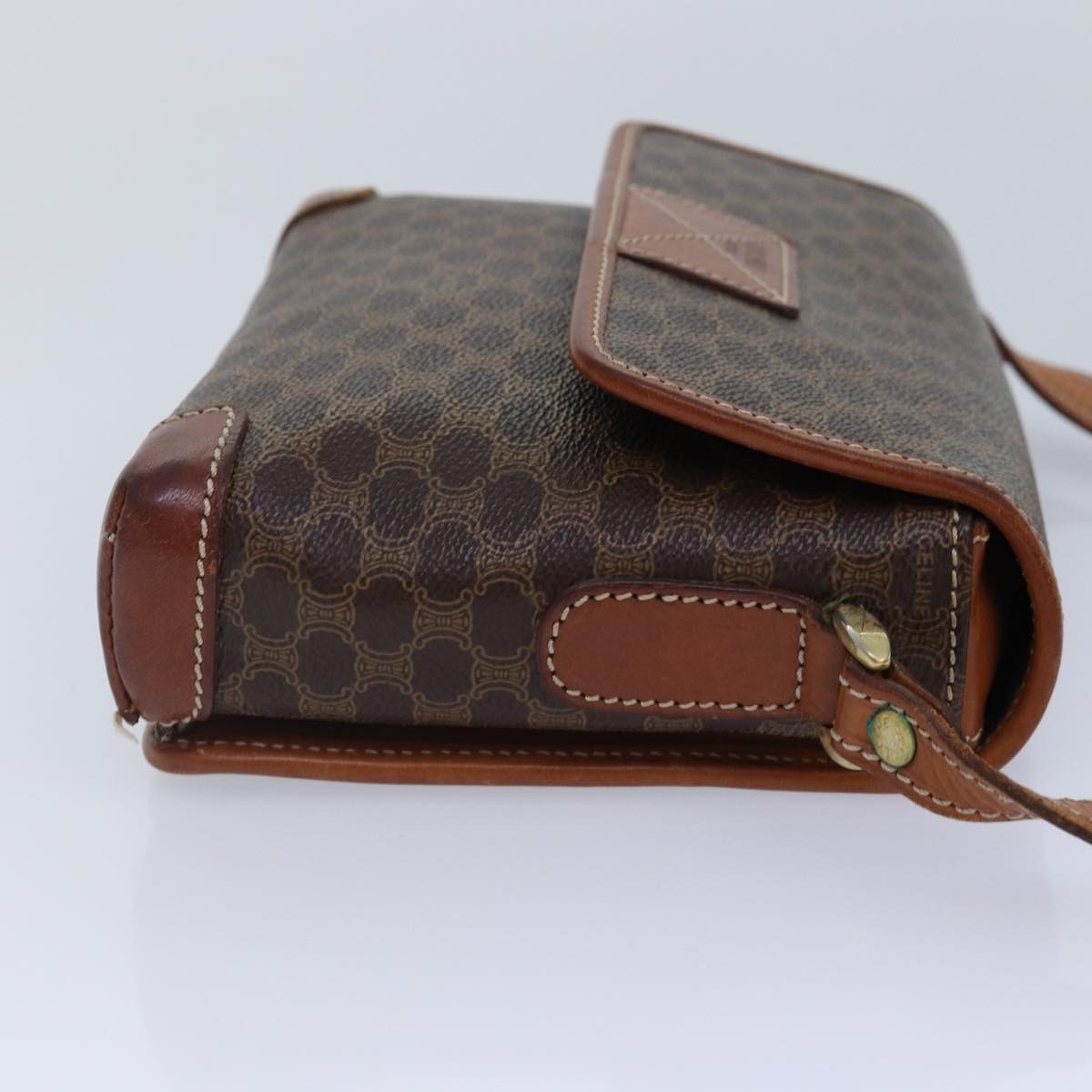Celine Vintage Macadam Shoulder Bag Canvas and Leather, BROWN, CANVAS, Shoulder bag