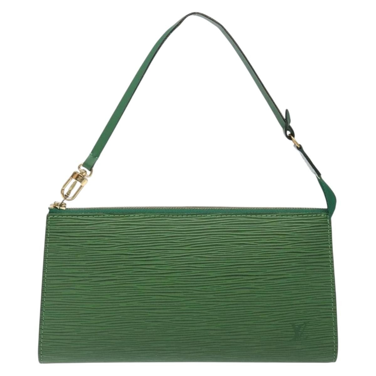 Louis Vuitton Pochette Accessoires Epi Leather, GREEN, LEATHER, Clutche & pouche