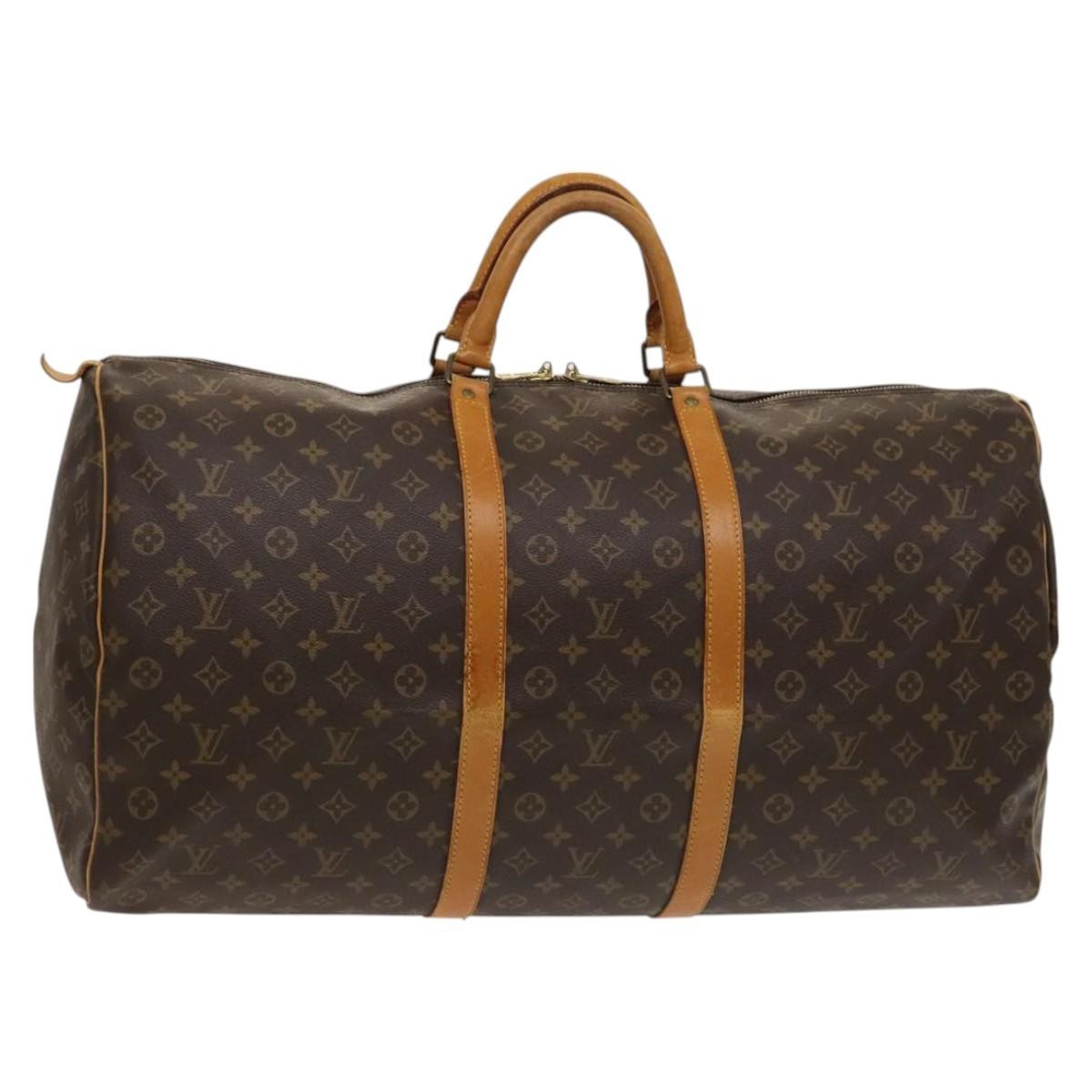 Louis Vuitton Keepall Bag Monogram Canvas, BROWN, CANVAS, Travel bag