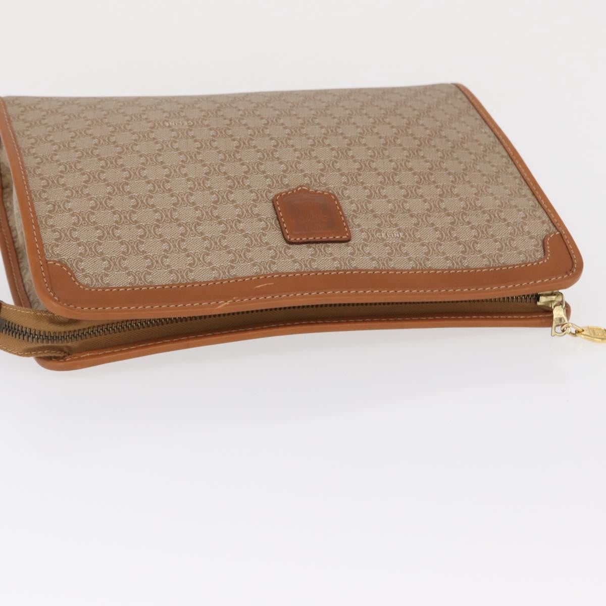 Celine Macadam Pochette Canvas and Leather, BEIGE, CANVAS, Clutche & pouche