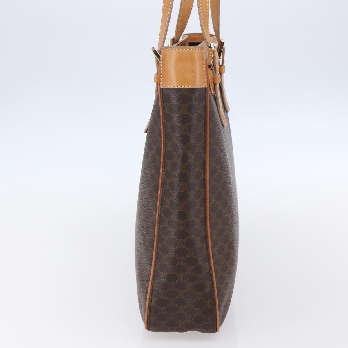 Celine Vintage Macadam Handbag Canvas and Leather, BROWN, CANVAS, Handbag
