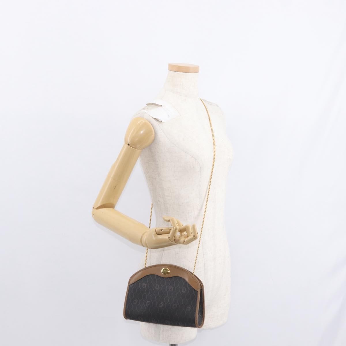 Christian Dior Vintage Honeycomb Shoulder Bag Canvas and Leather, BLACK, CANVAS, Shoulder bag