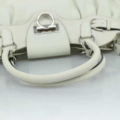 Salvatore Ferragamo Marisa Satchel Leather, WHITE, LEATHER, Handbag