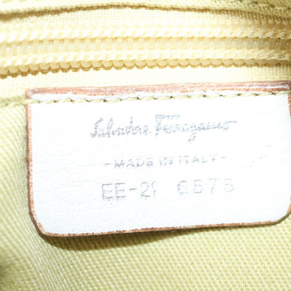 Salvatore Ferragamo Gancini Buckle Shoulder Bag Leather, WHITE, LEATHER, Handbag