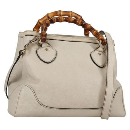 Gucci Diana Bamboo Top Handle Tote Leather, WHITE, LEATHER, Handbag
