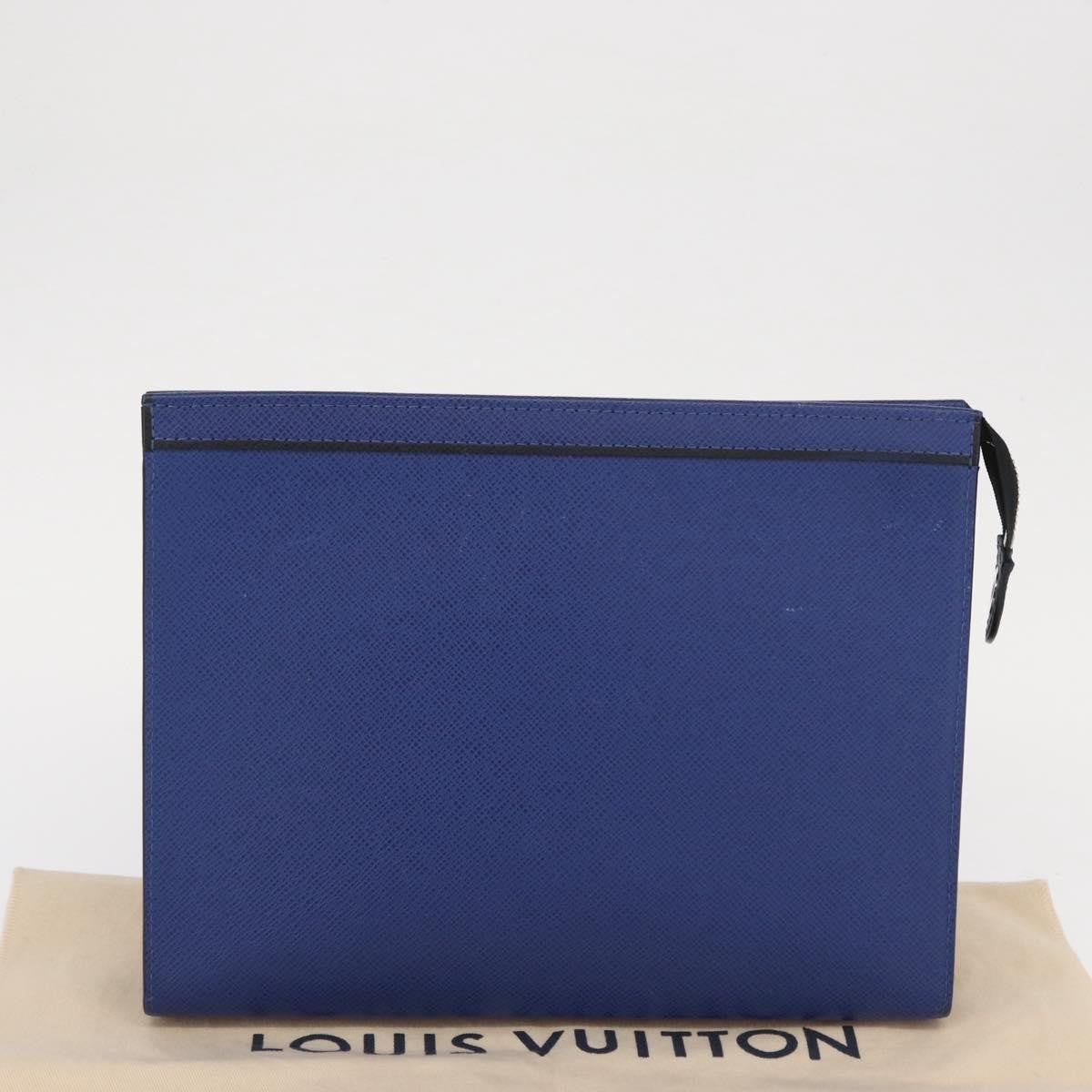 Louis Vuitton Pochette Voyage Taiga Leather, Blue, Leather, Clutch