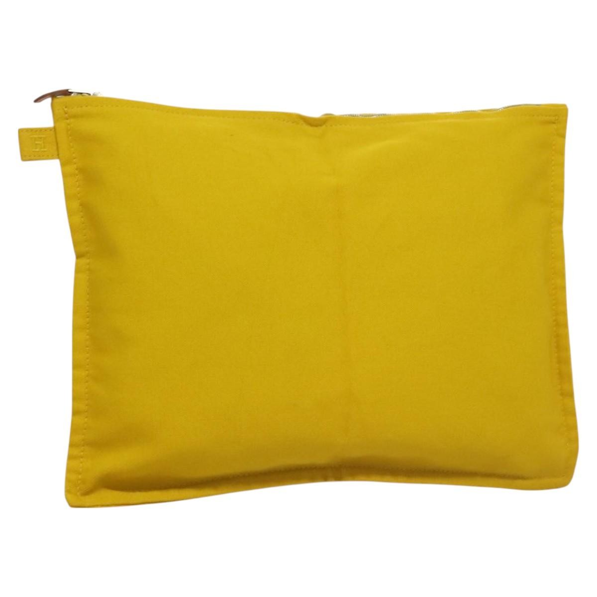 Hermes Bora Bora Pouch Toile, YELLOW, CANVAS, Clutche & pouche