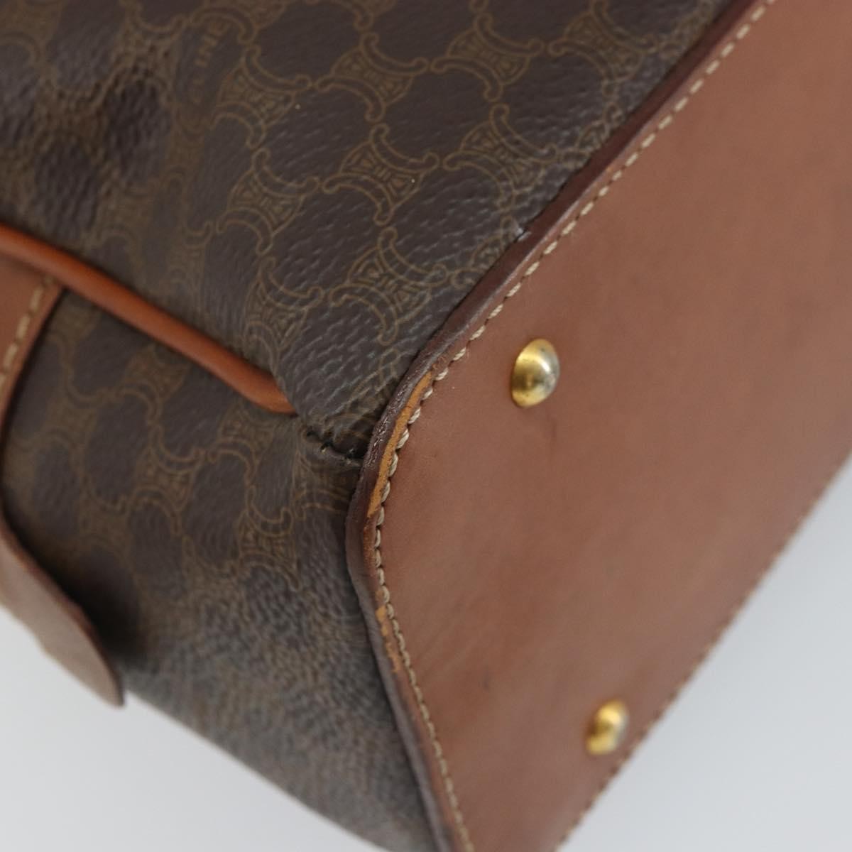 Celine Vintage Macadam Handbag Canvas and Leather, BROWN, CANVAS, Handbag